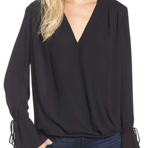 Trouve Surplice Tie Sleeve Blouse